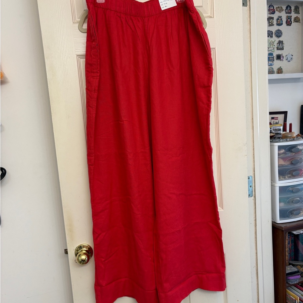 Abercrombie & Fitch Wide Leg Linen Pants Fully Lined